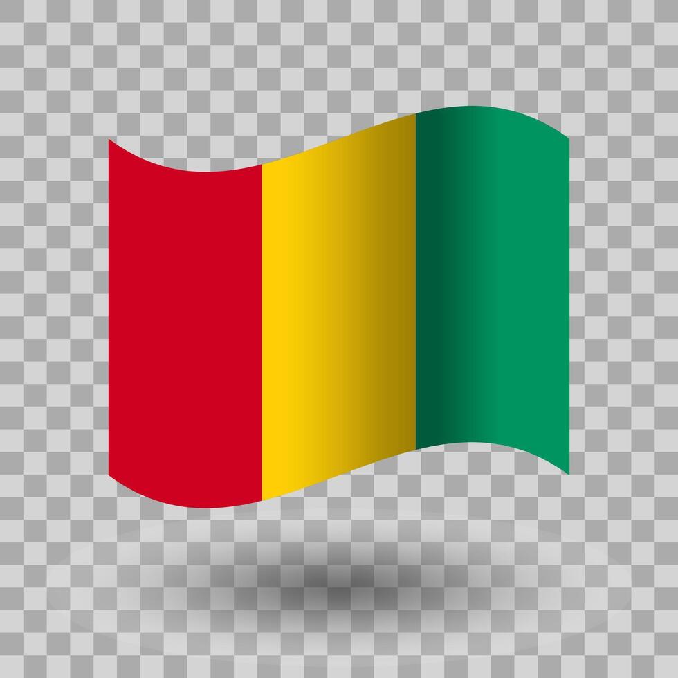 Guinea flag. Guinea wavy flag isolated. Flag of Guinea symbol icon. vector