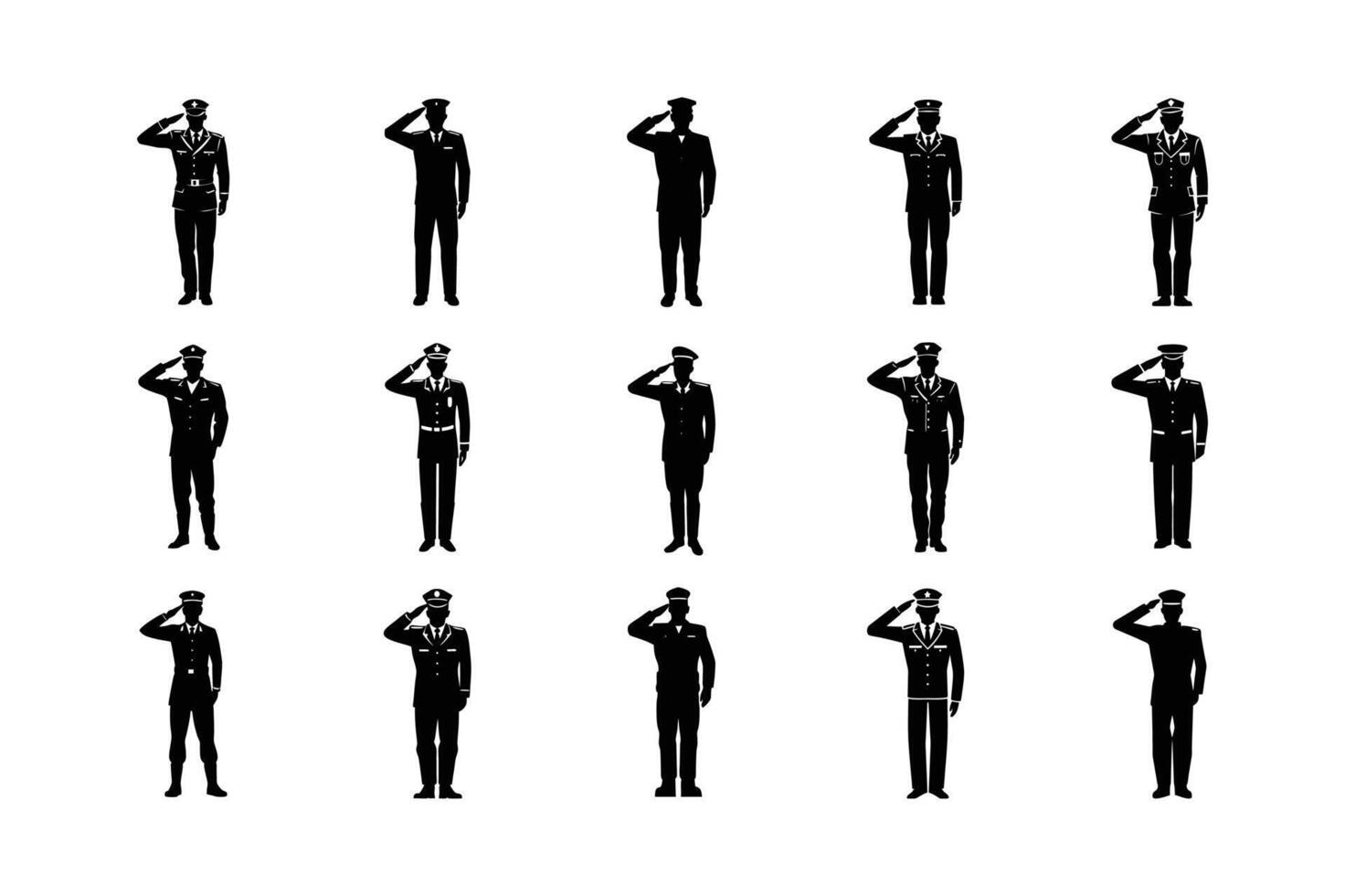 Saluting Army Silhouette Bundle - Military Soldier vector