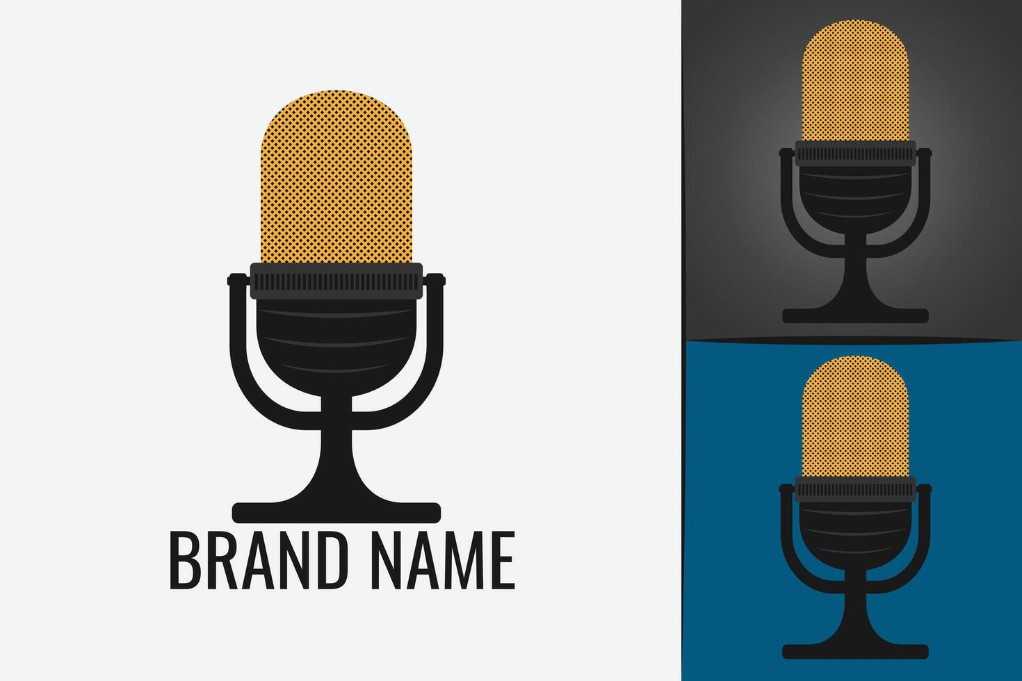 Microphone Logo Podcast Audio Mic Icon voice logotype radio vector