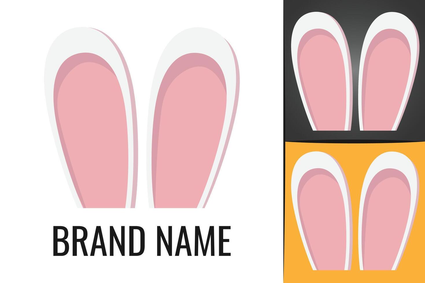 Happy Easter logo. Rabbit egg Holiday logotype. Easter rabbit ears and eggs logo vector