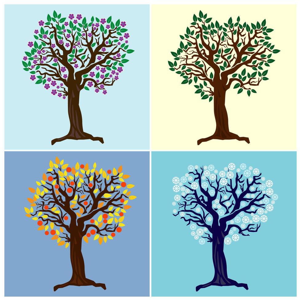 Tree representing the four seasons vector