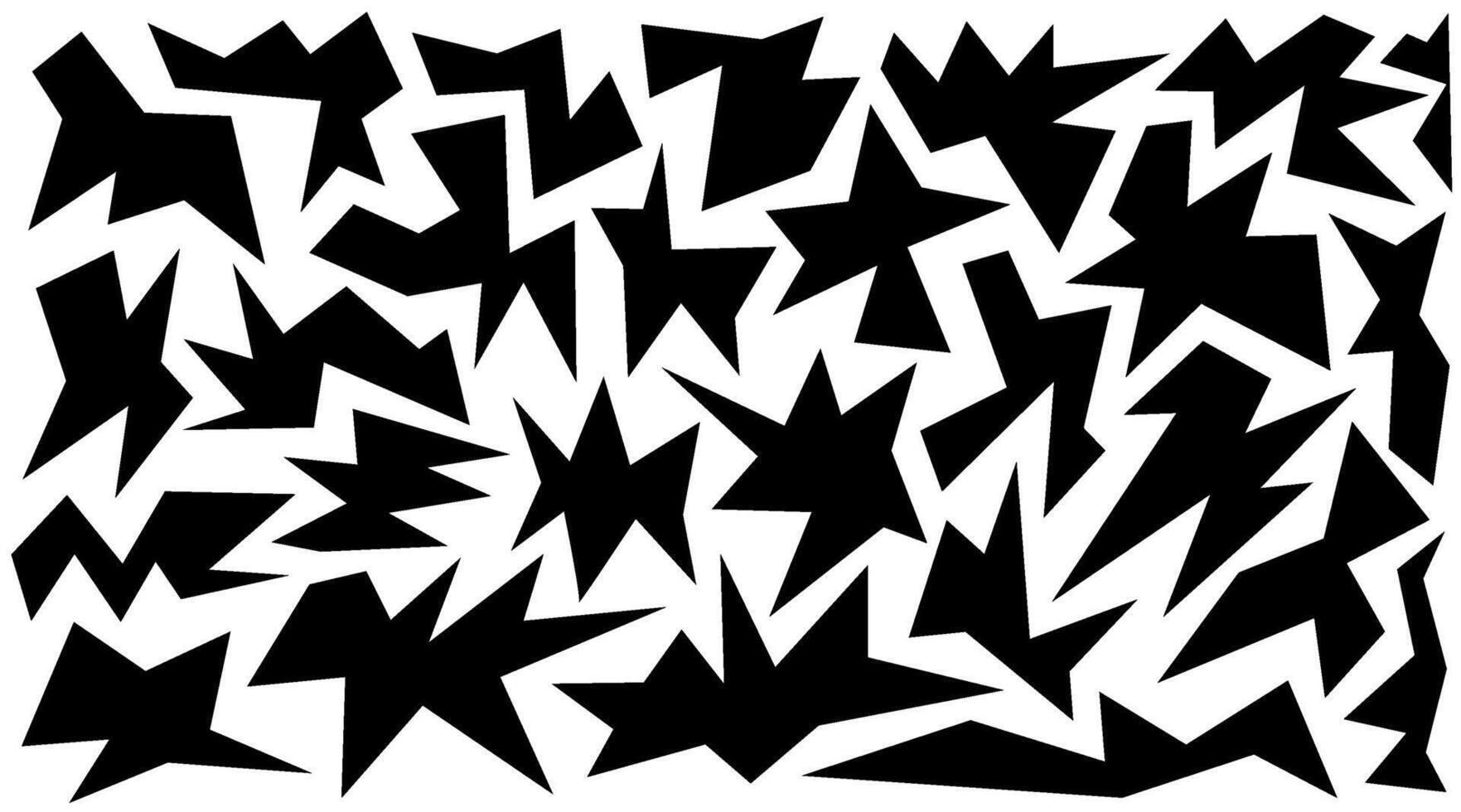 Irregular spikey stars shapes. Set trendy Black cutout paper elements. Hand drawn chevron shapes. Funky groovy sparks simple forms isolated on white background. illustration vector