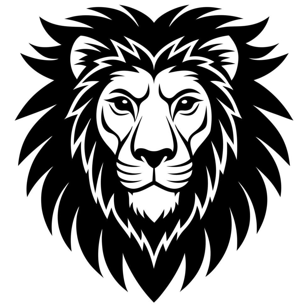 Monochrome Lion Face Head vector