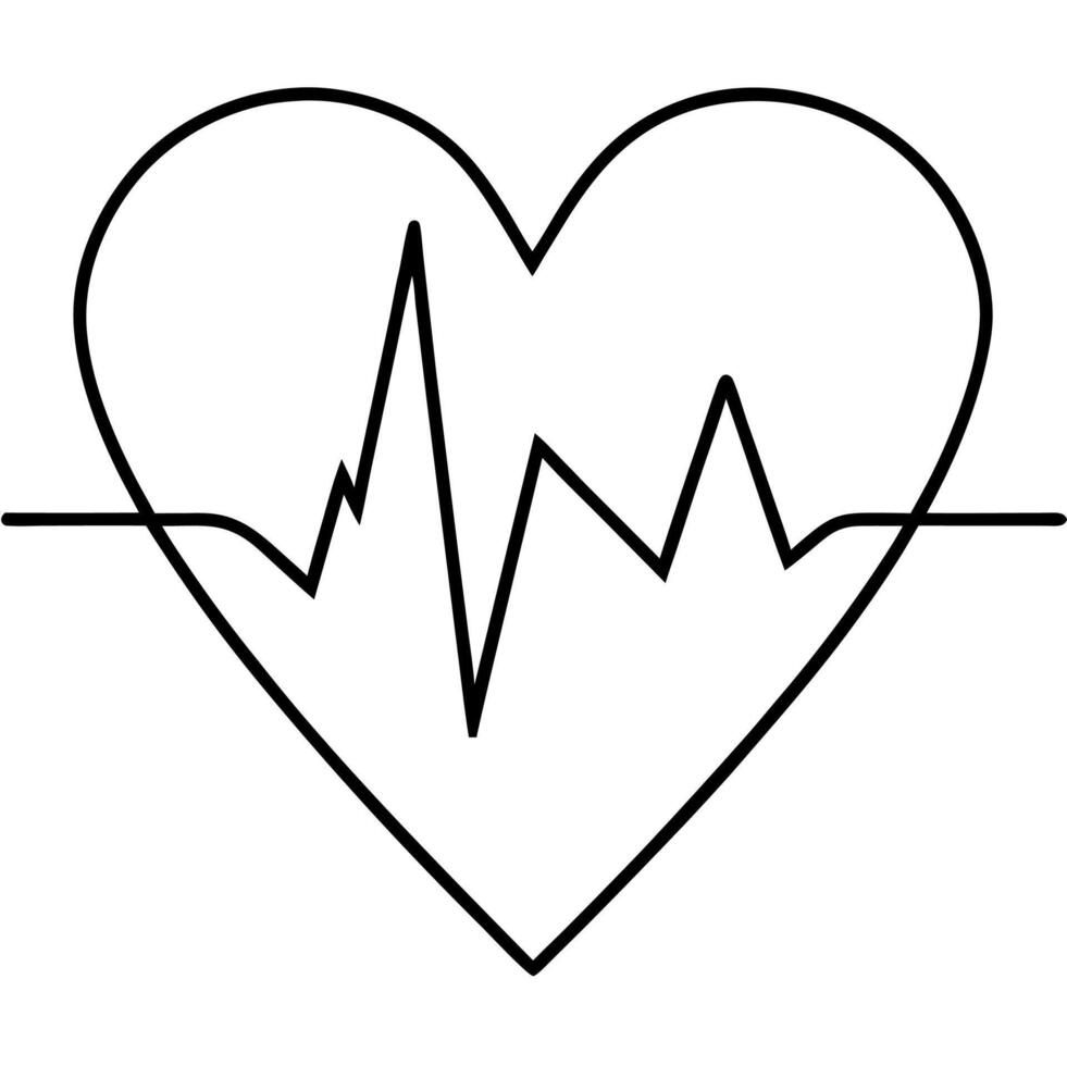 Black Heartbeat Line Silhouette vector