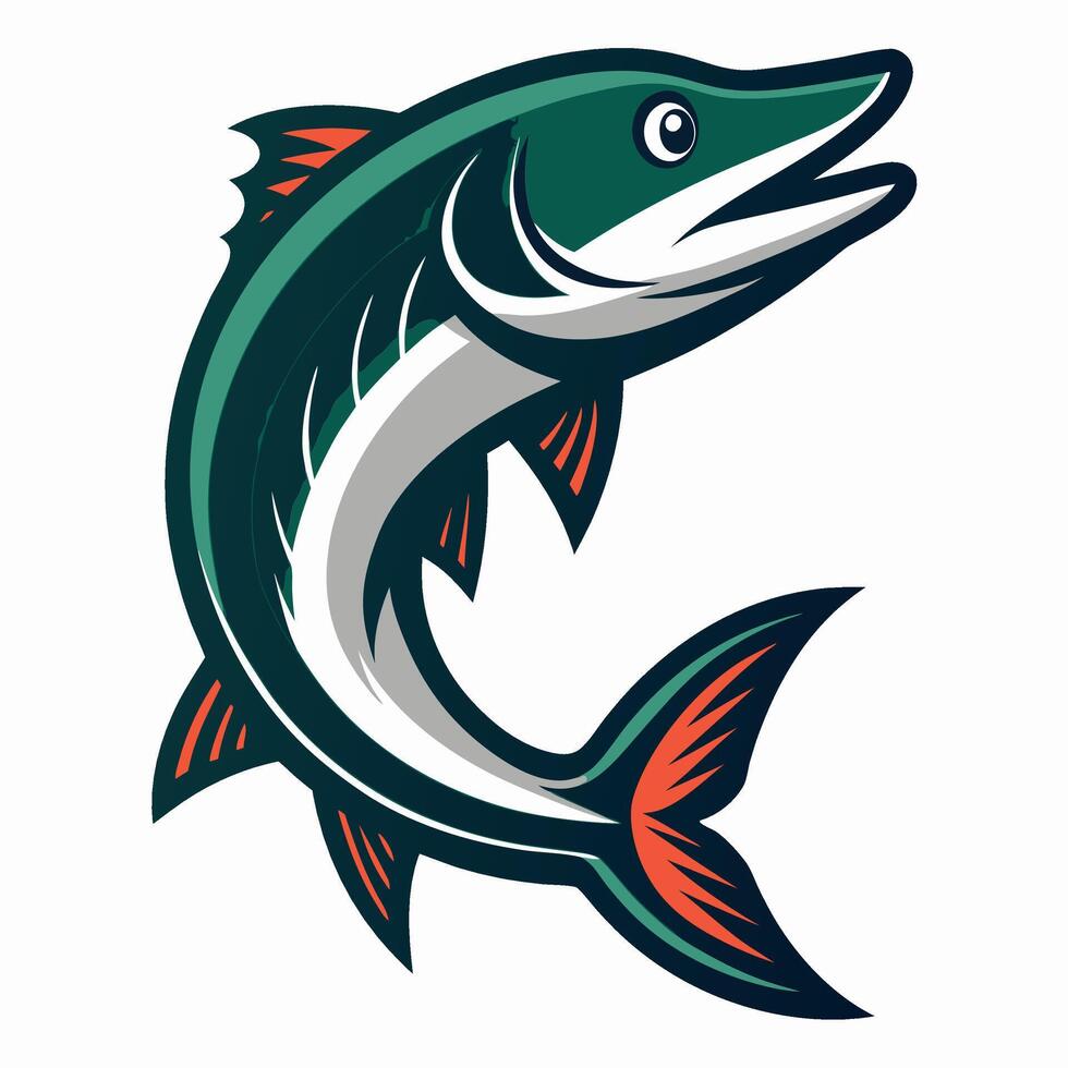 Minimalist Pike Fish Logo for Outdoor Use vector