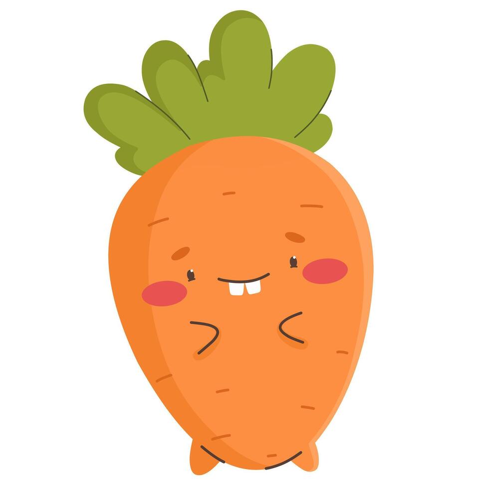 Cute carrot character, happy carrot, print for children's clothing and household items. vector