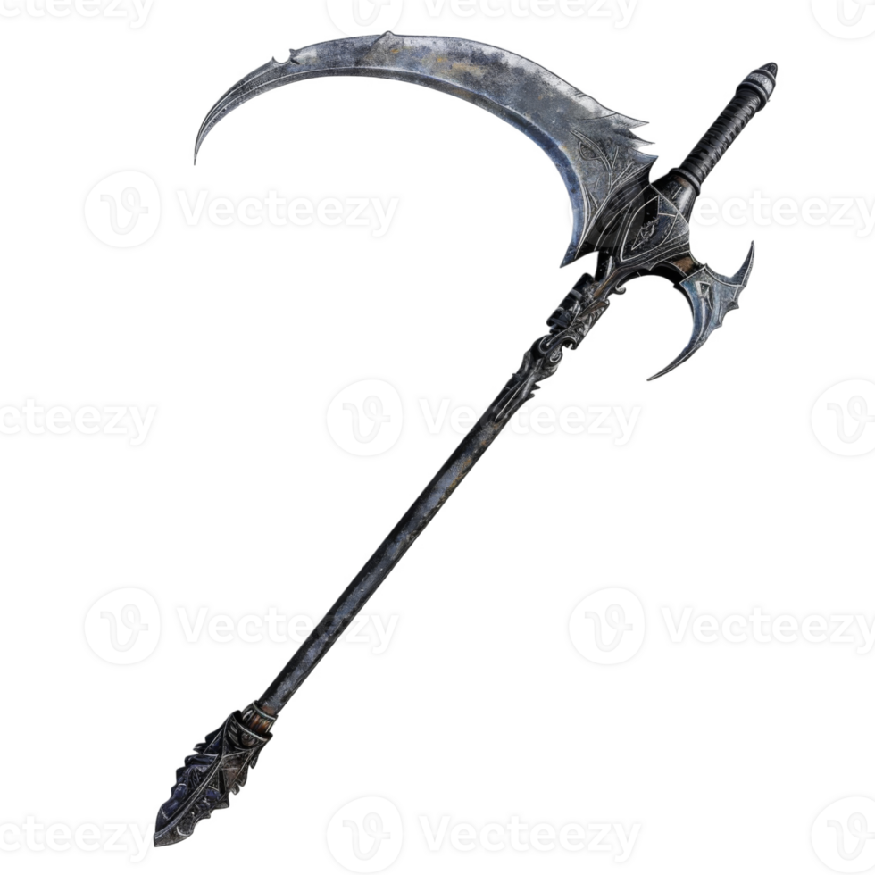 Ornate, Curved, and Sharp Metal Weapon png
