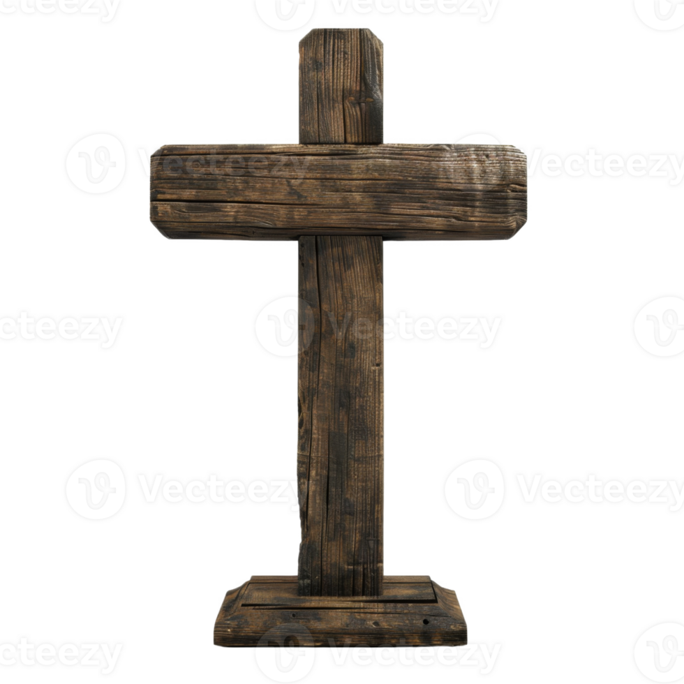 Rustic Wooden Cross with Weathered Texture png