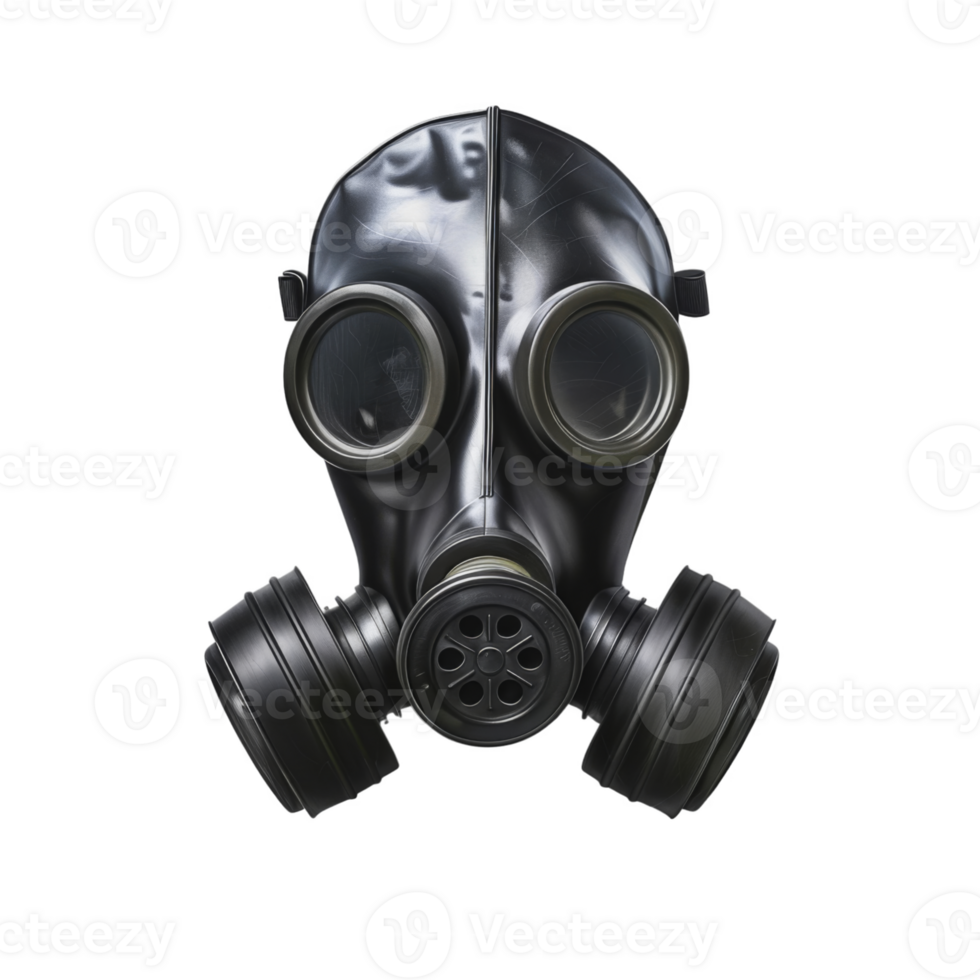 Black Gas Mask with Scratches and a Circular Filter png