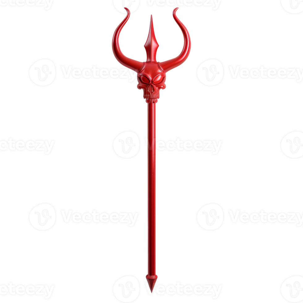 Red Trident with Skull and Pointy End png
