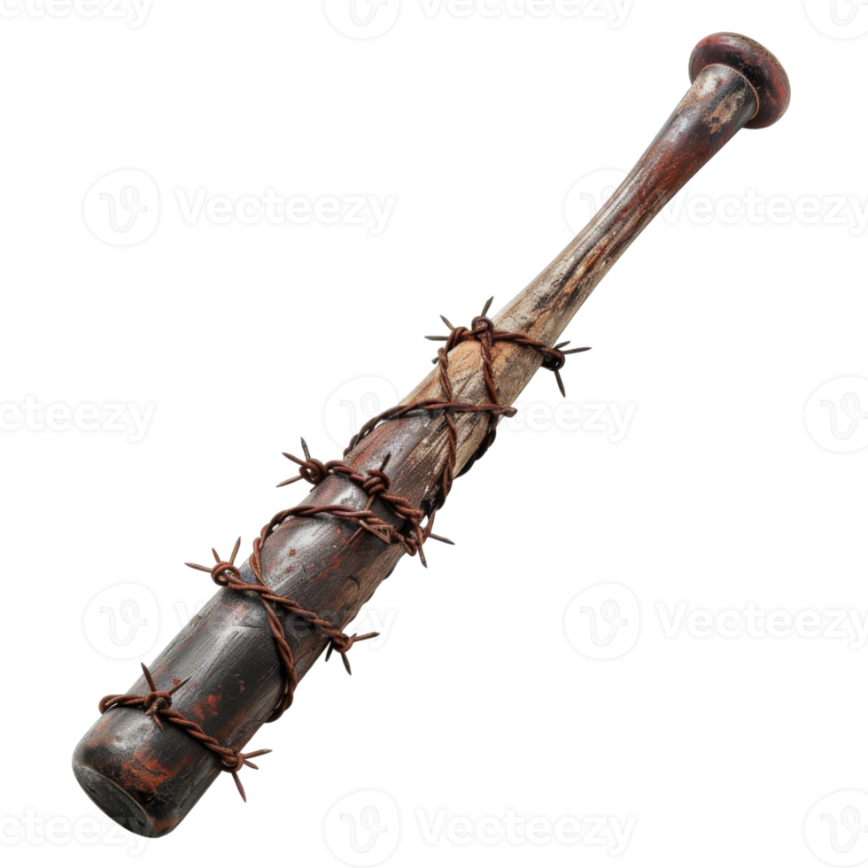 A baseball bat wrapped in barbed wire png