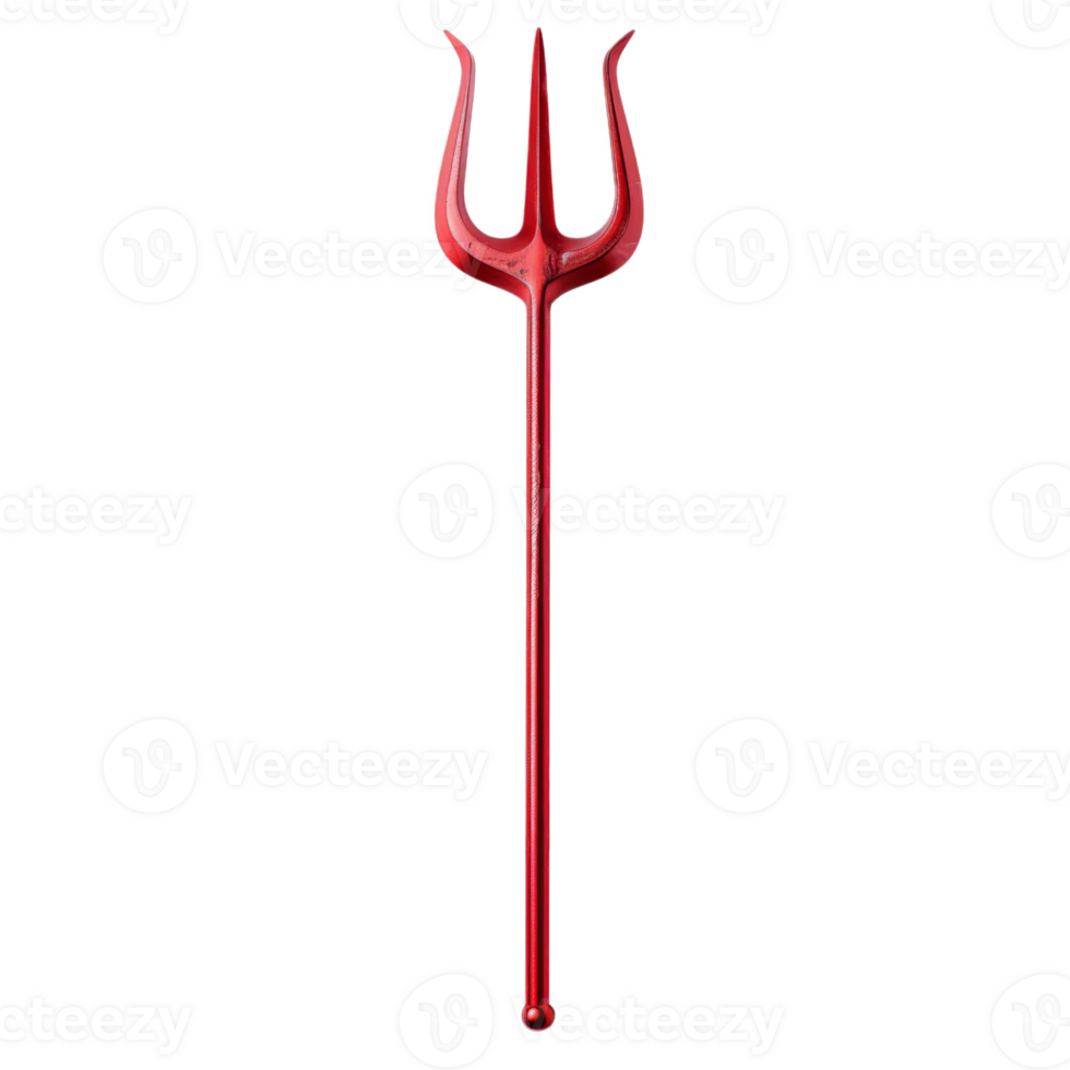 A Single Red Metal Trident with a Round Base png