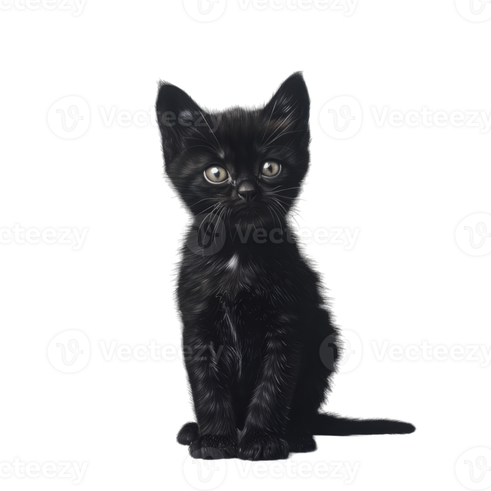 A Black Kitten Sitting and Looking Directly at the Camera png