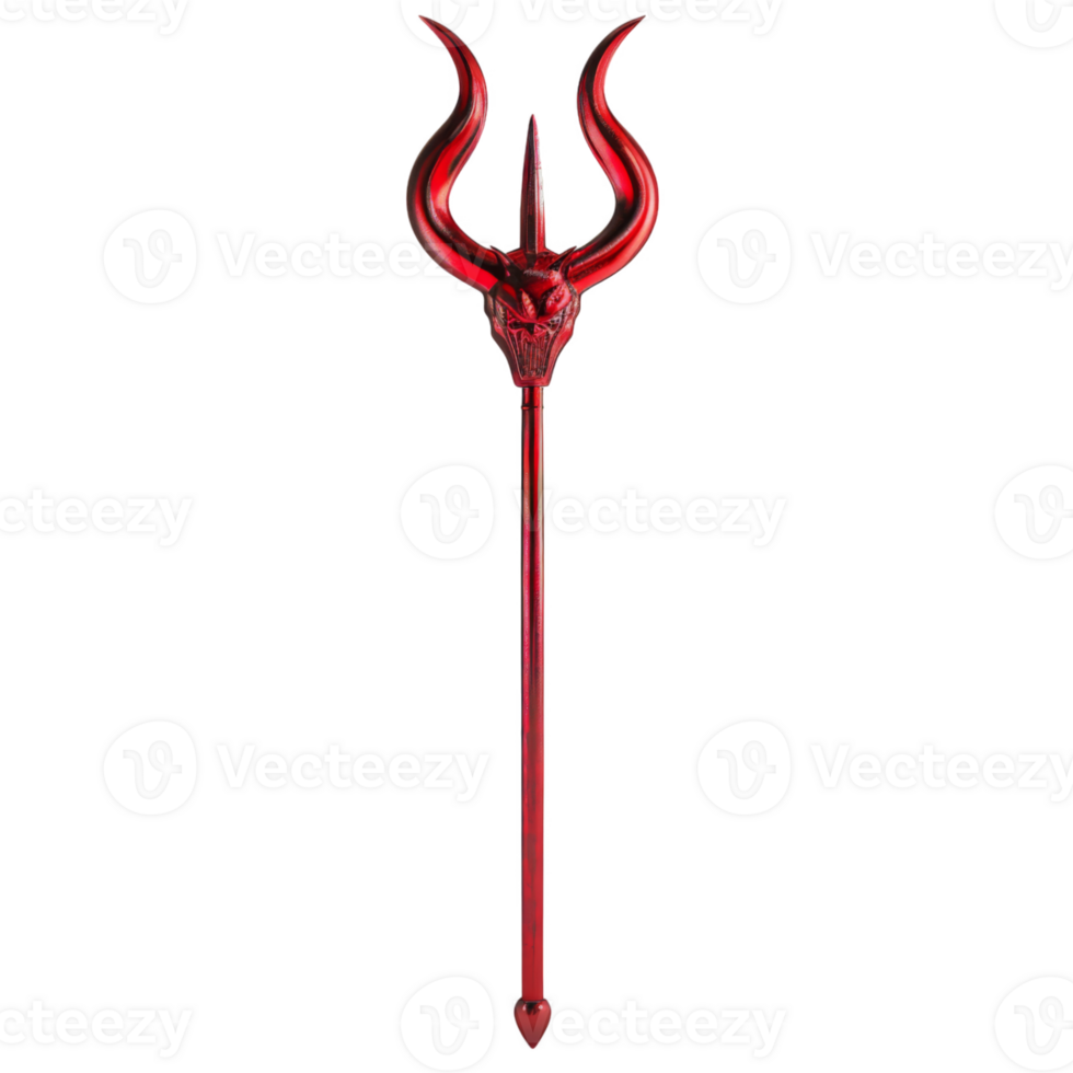 Red Devil's Trident with Horns and Fangs png