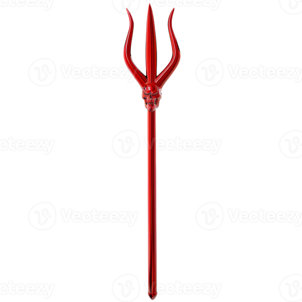 Red Trident with Skull Detail png