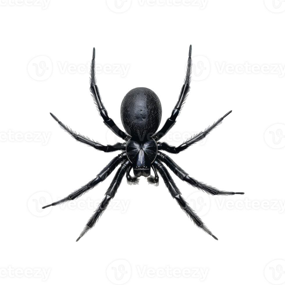 Black Spider with Eight Legs and a Rounded Cephalothorax png