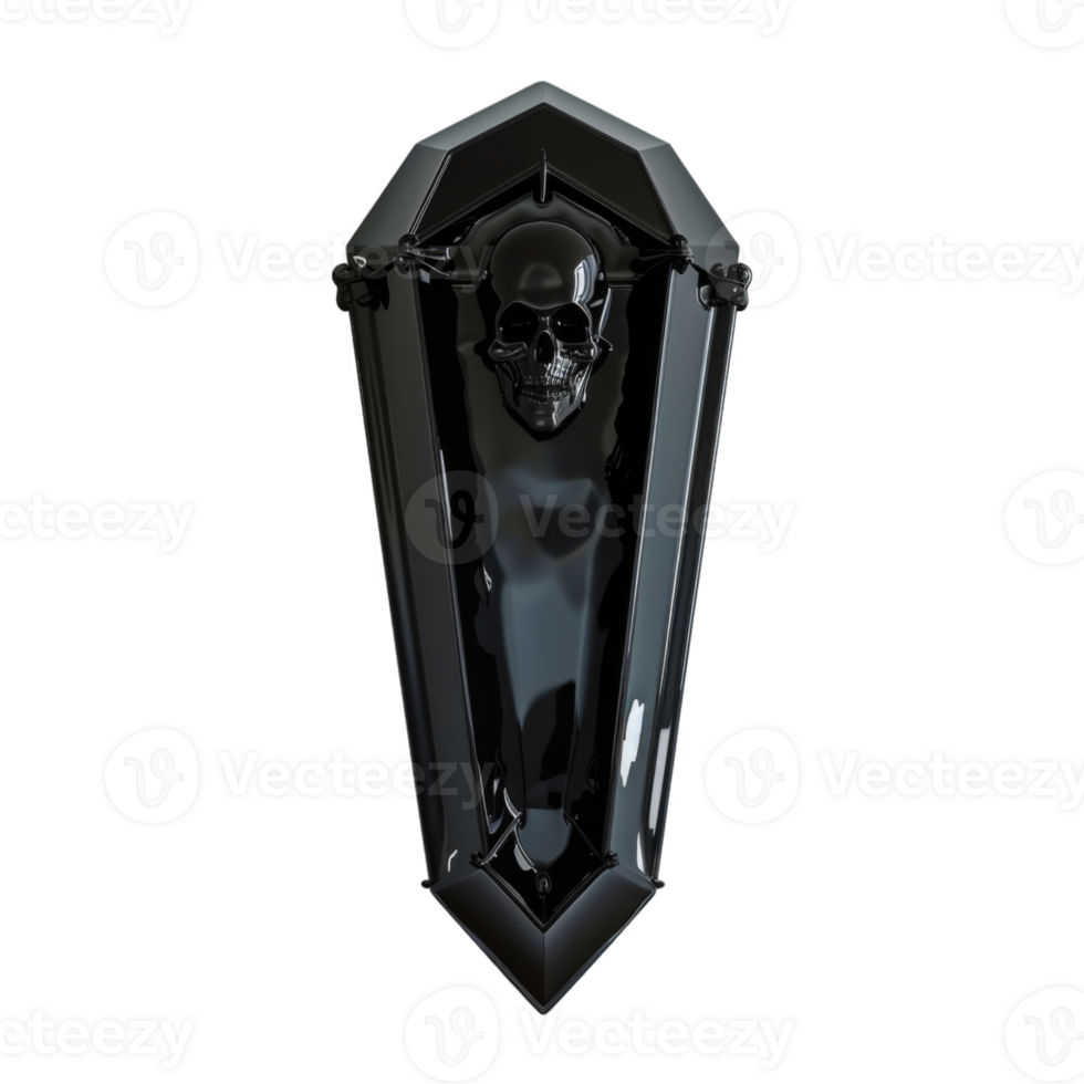 Black Coffin with a Skull Inside png