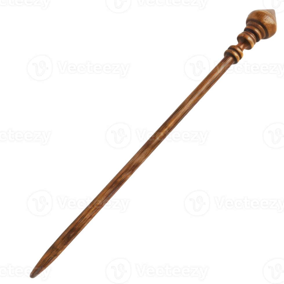 Wooden Wand with Ornate Carved Tip png