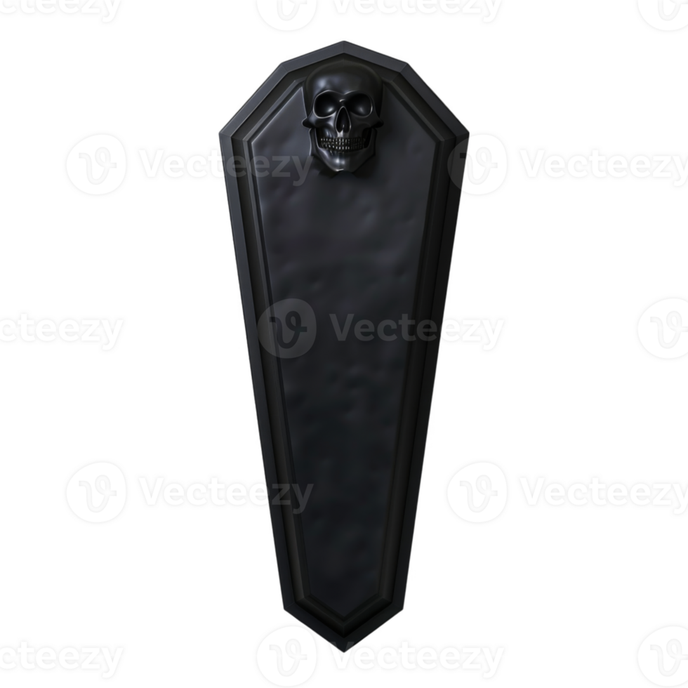 Black Coffin With Skull Top png