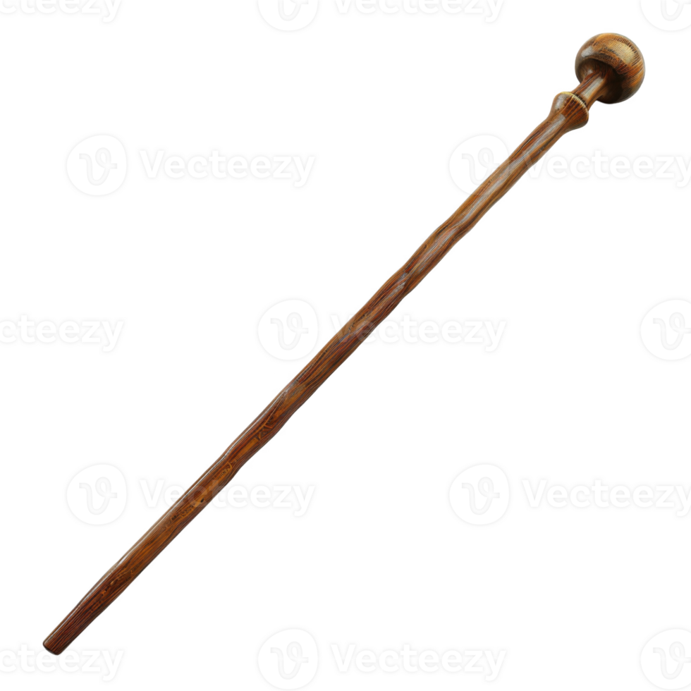 Wooden Staff with a Rounded Knob at the Top png