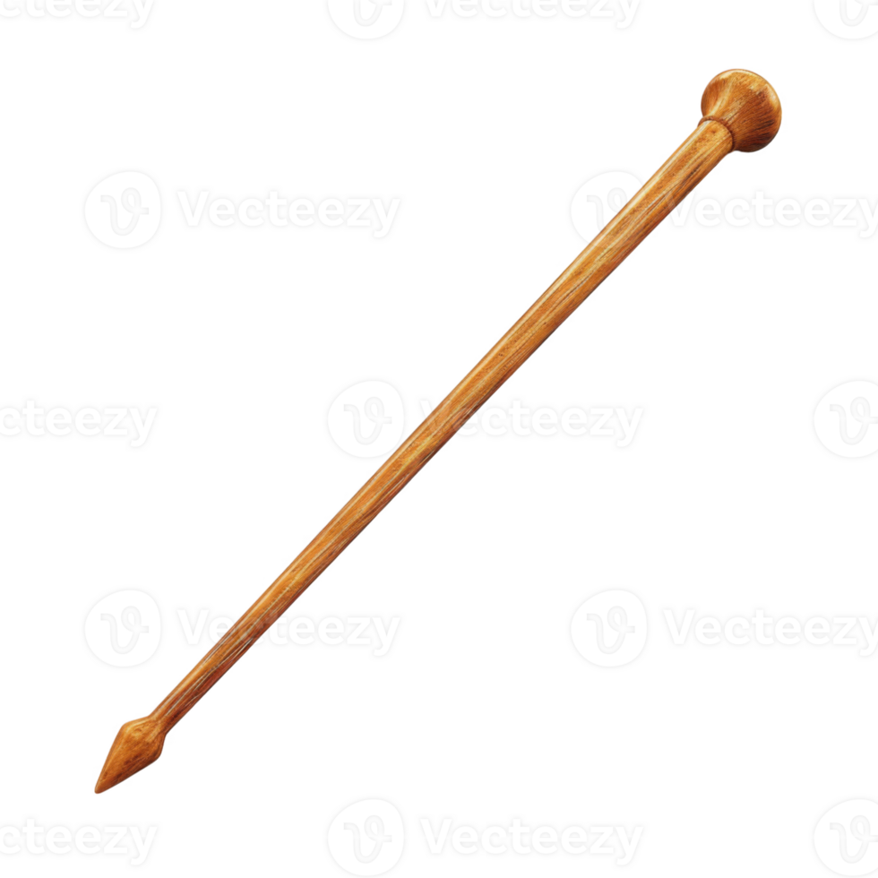 Wooden Staff with Rounded Top and Pointed Bottom png