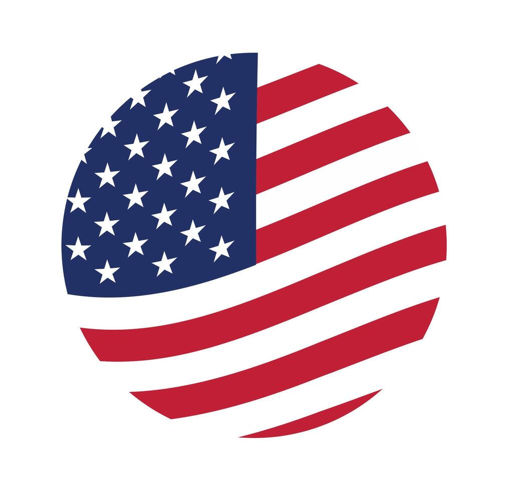USA Circle Flag Icon. Waving American Symbol. vector