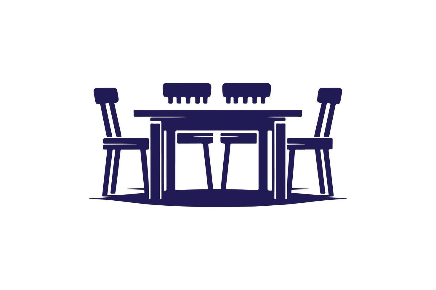a table and chairs icon on a white background vector