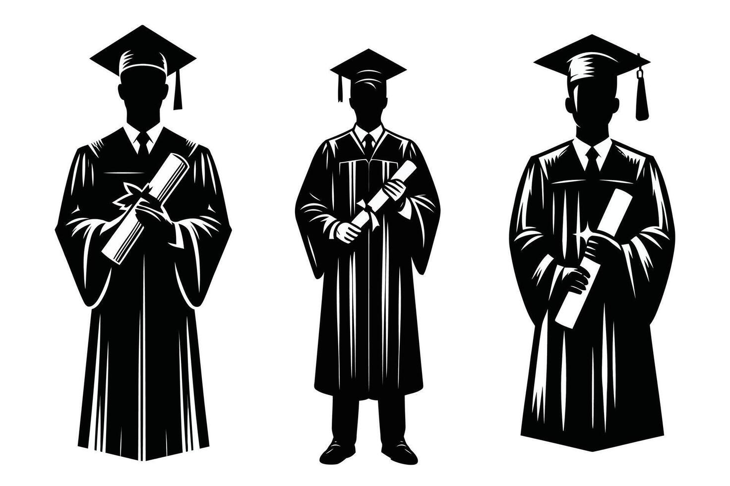 graduation black silhouette of a man in a graduation gown vector