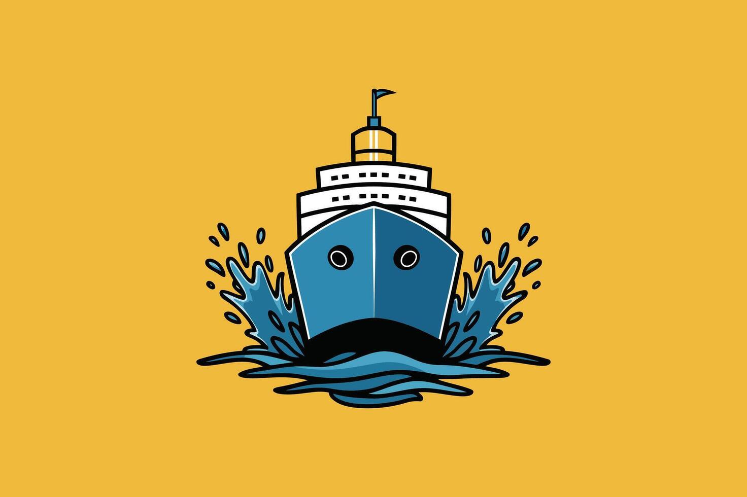 A artwork of a ship splashing with water. vector
