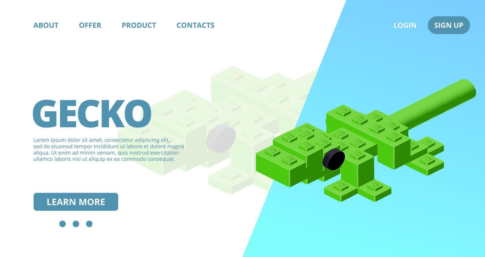 Web template with a gecko. vector