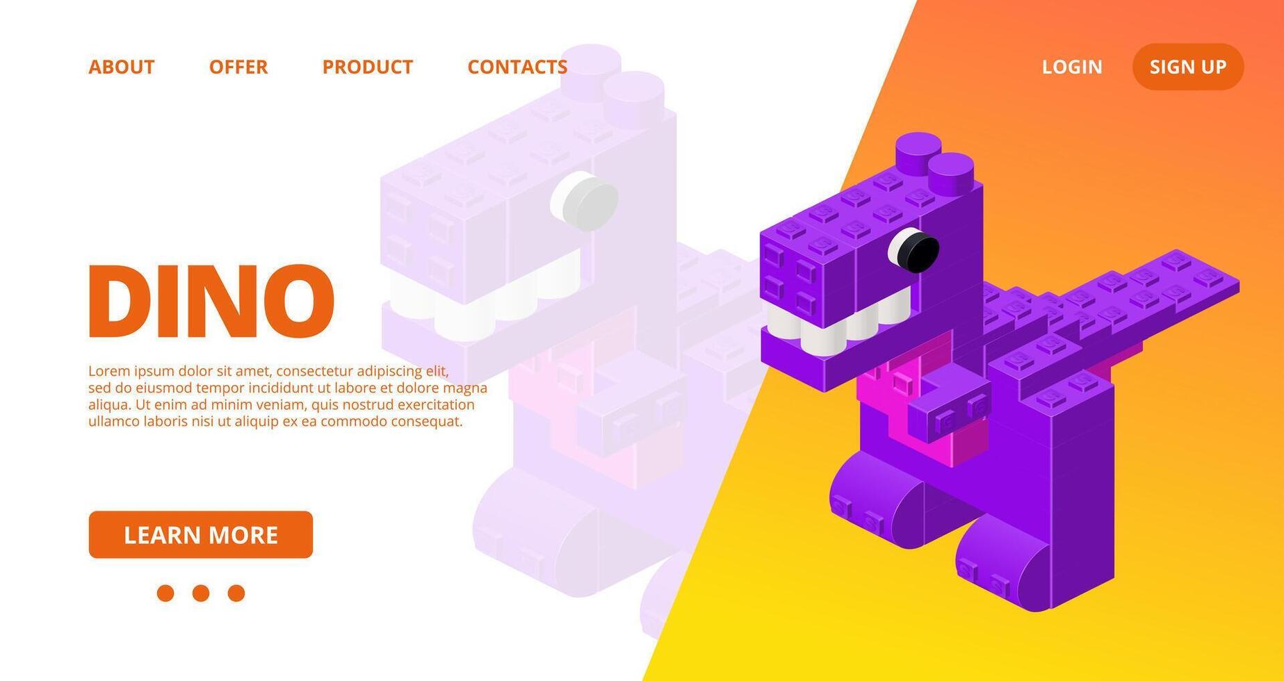 Web template with a dino. vector