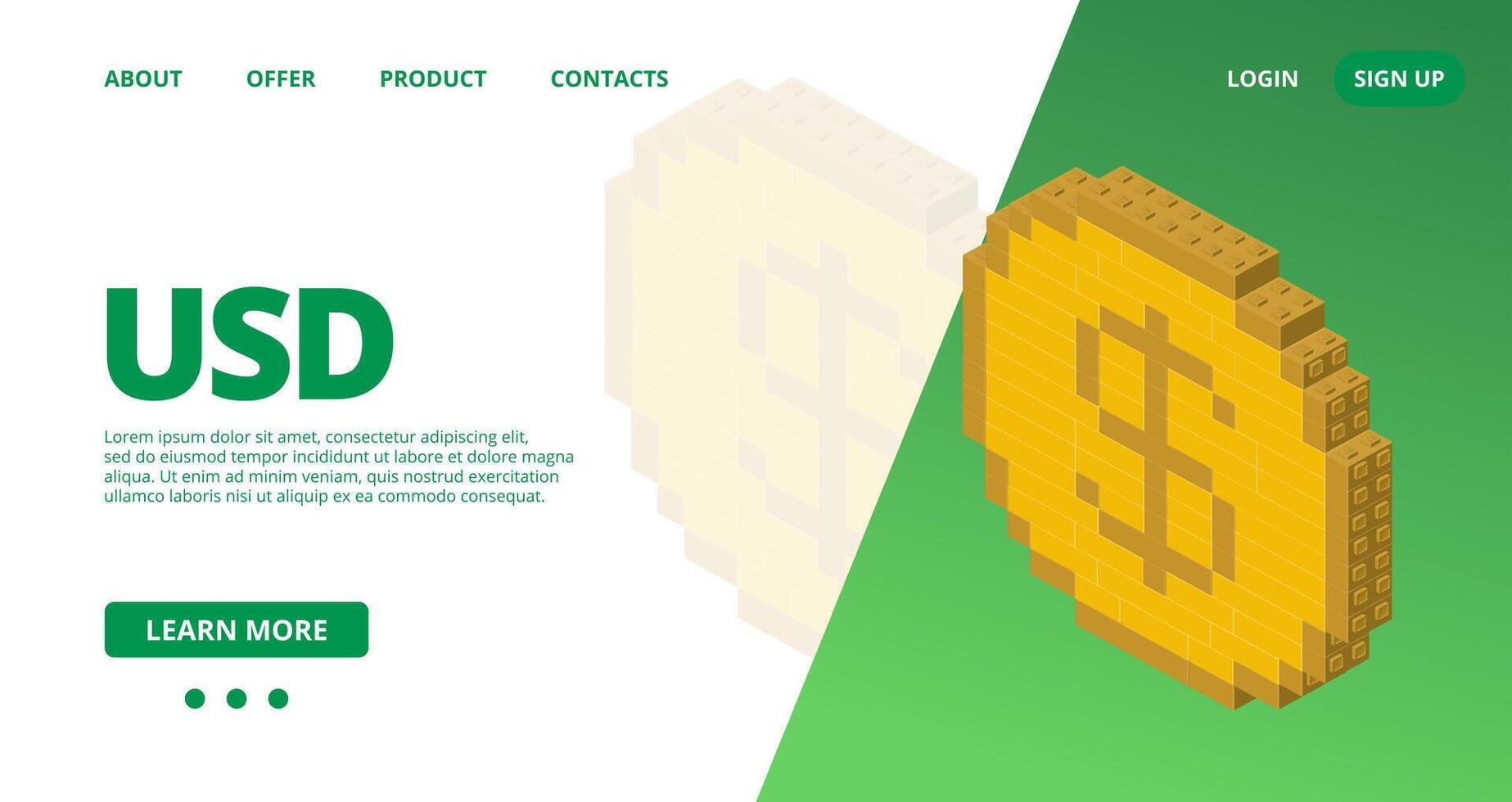 Web template with a usd. vector