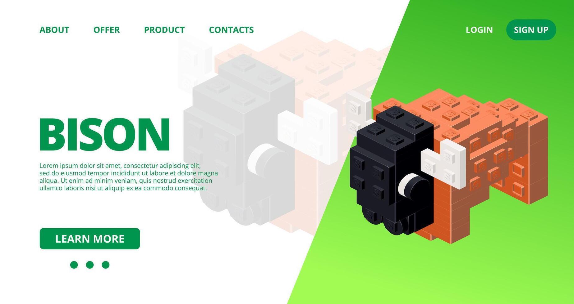 Web template with a bison. vector