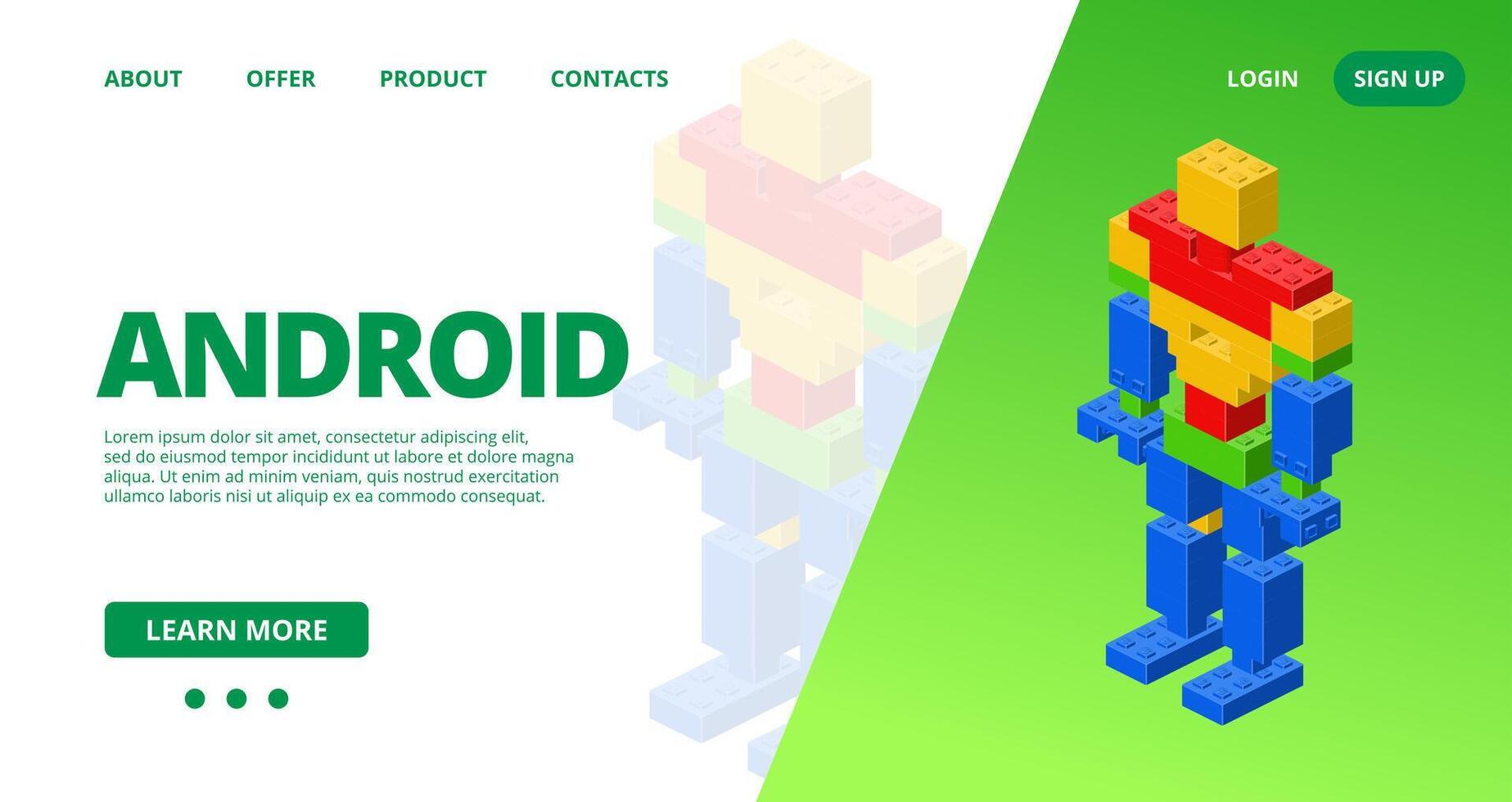 web modelo con un androide. vector