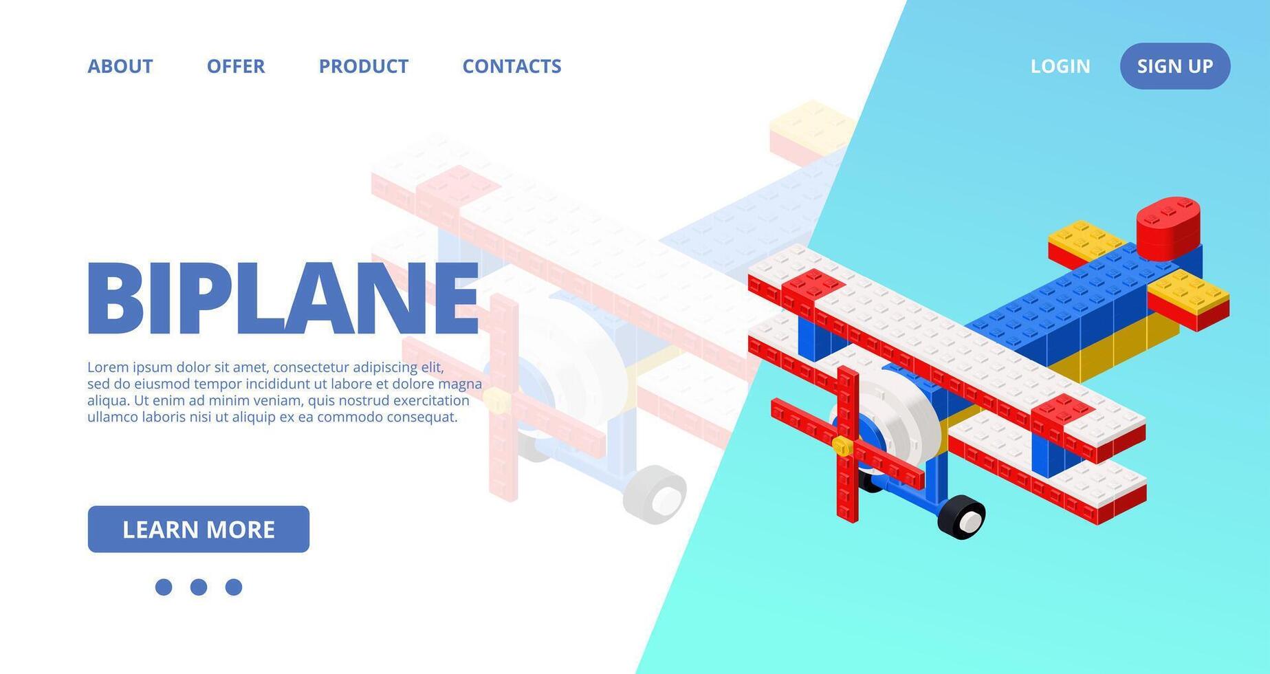 web modelo con un biplano. vector