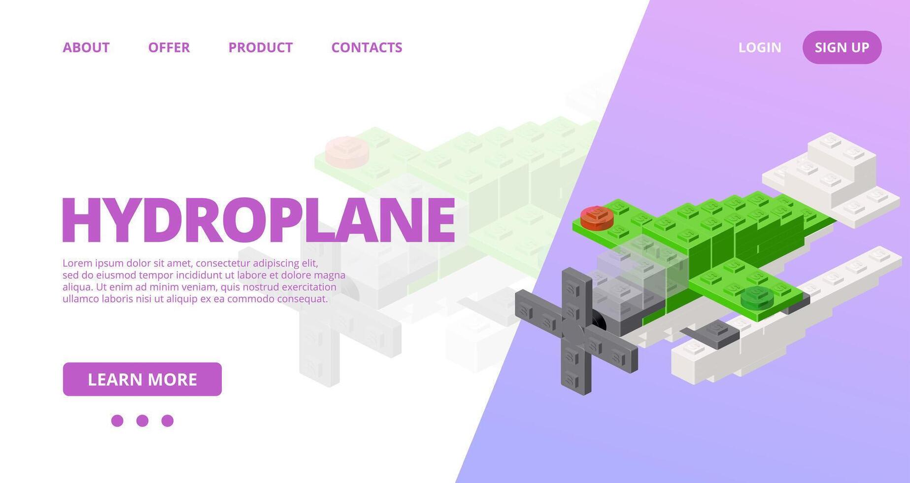 Web template with a hydroplane. vector