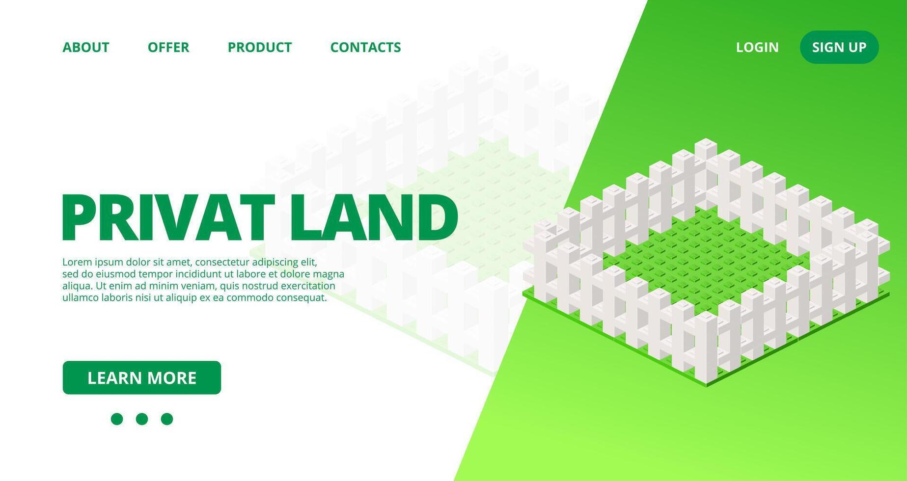 Web template with a private land. vector