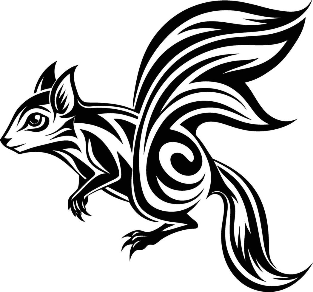 Flying Squirrel abstract line art vector