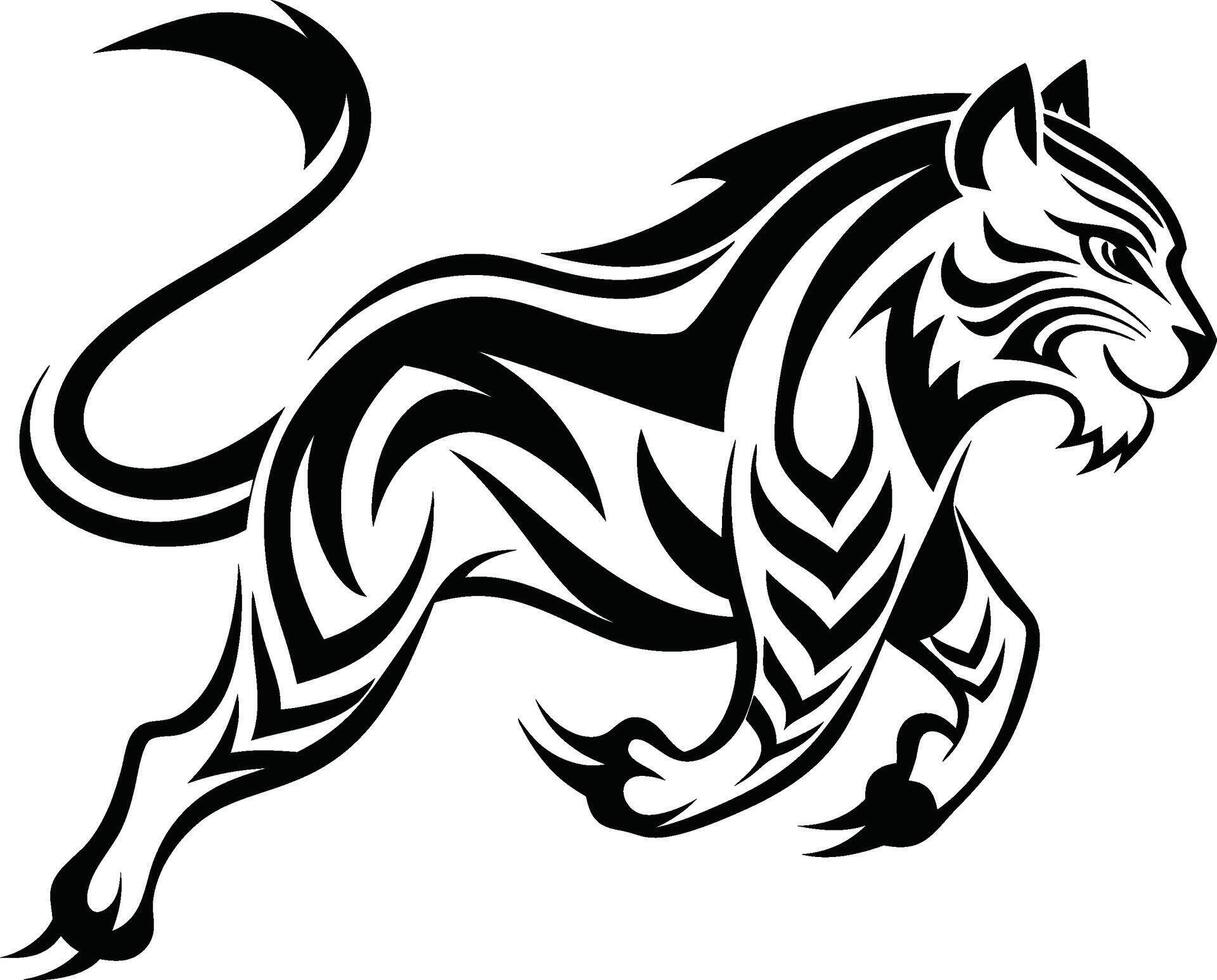 Tiger Jump abstract line art vector