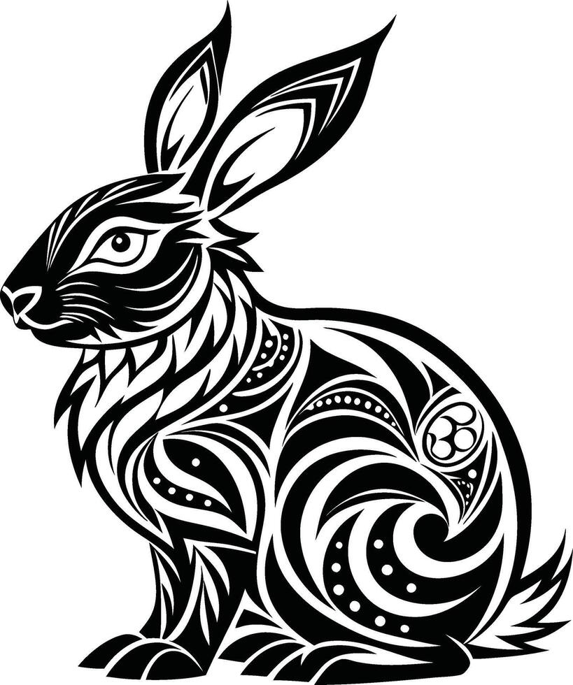 Rabbit abstract line art vector