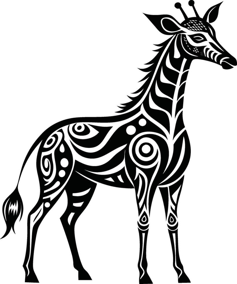 giraffe tattoo abstract line art vector