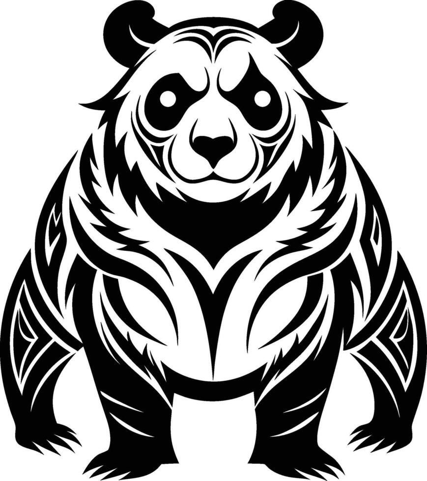 Panda tattoo abstract line art vector