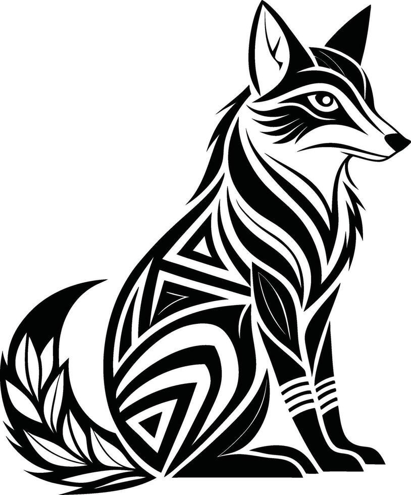 Fox abstract line art vector