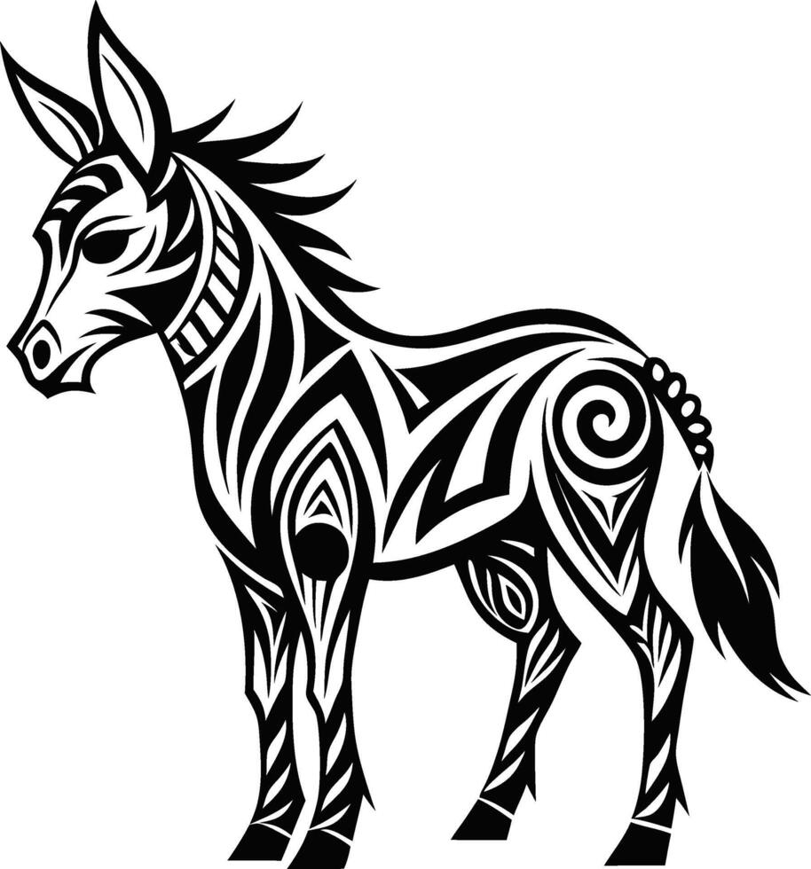 Donkey tattoo abstract line art vector