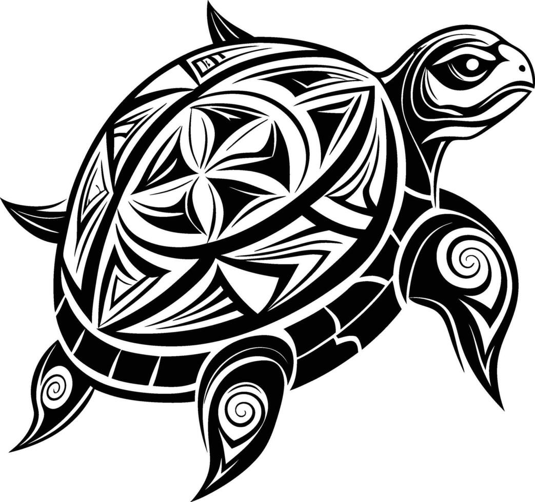 Sea turtle abstract line art vector