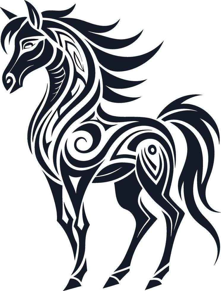 horse abstract line art vector