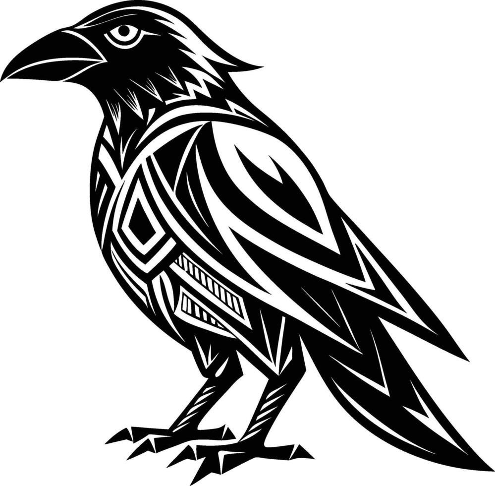 crow abstract line art vector