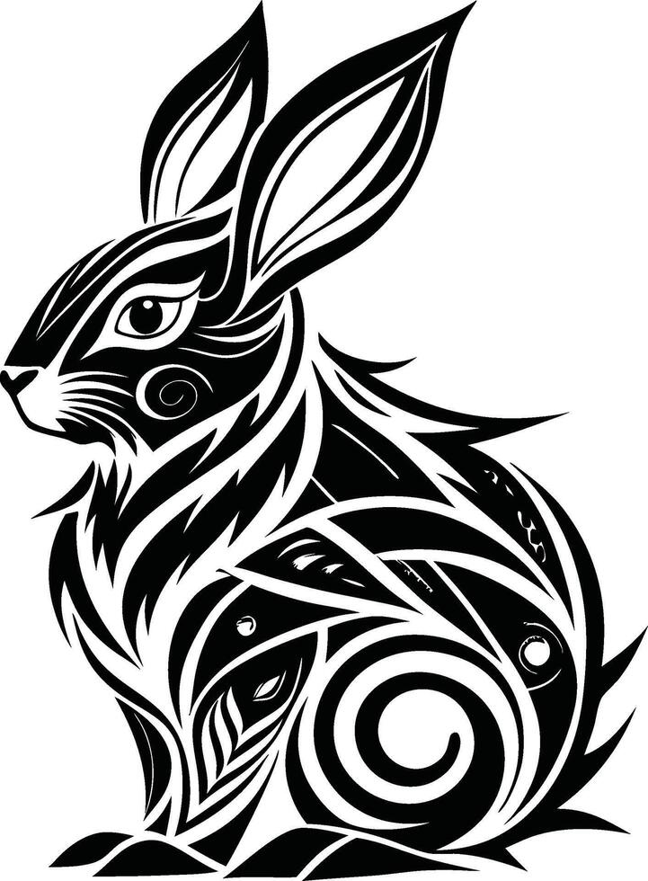 tattoo Rabbit abstract line art vector