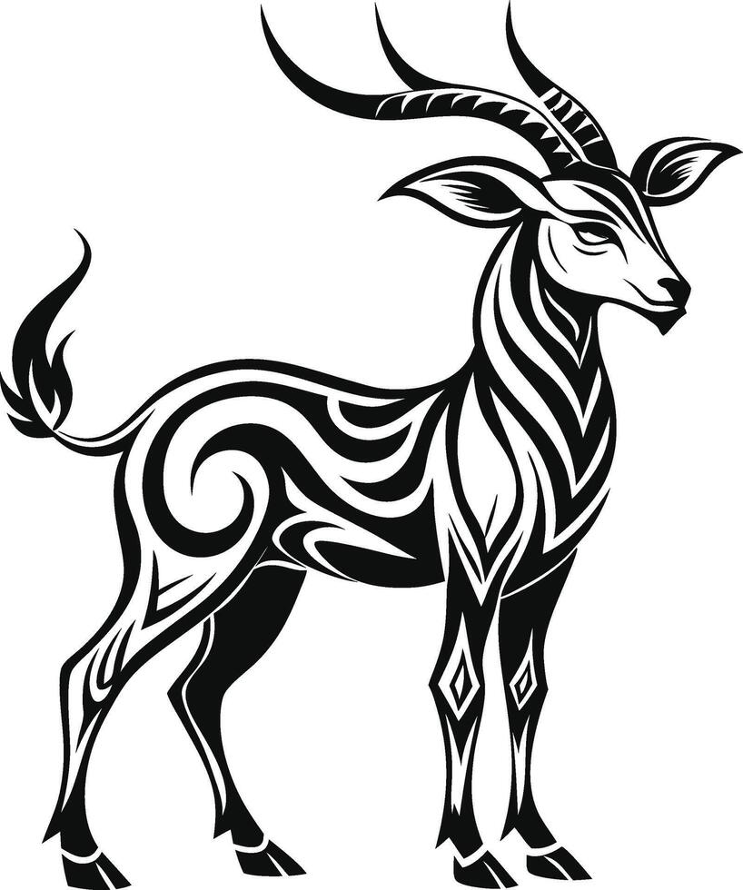 goat tattoo abstract line art vector