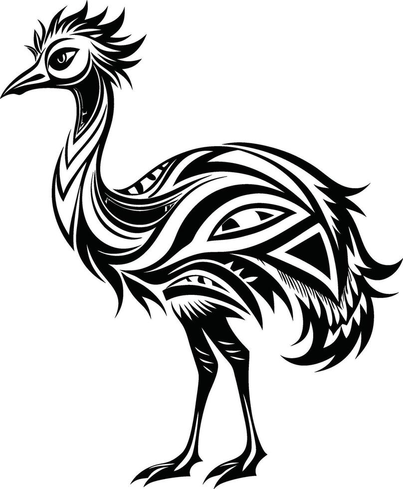 Emu turtle abstract line art vector